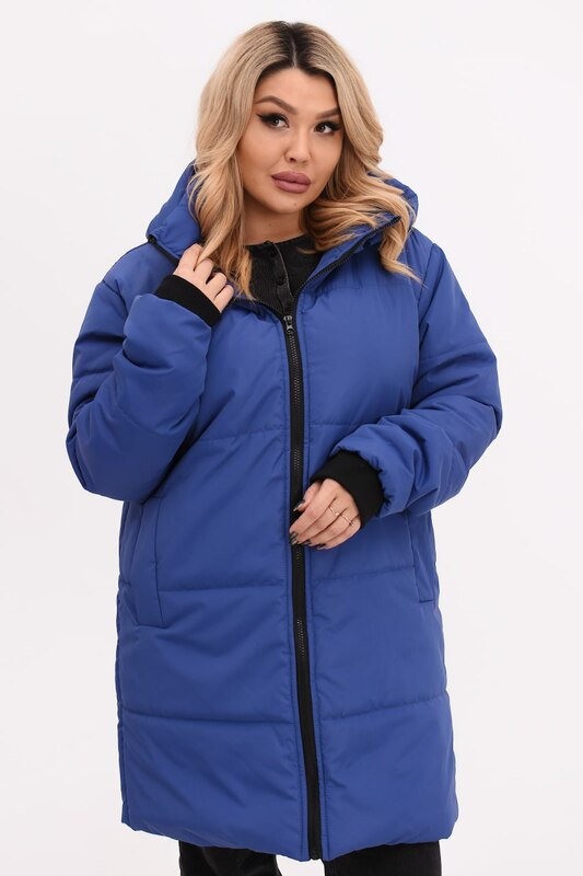 Куртка женская зимняя удлиненная из плащевки Эмми с силиконовым утеплителем 150 г и отстегивающимся капюшоном