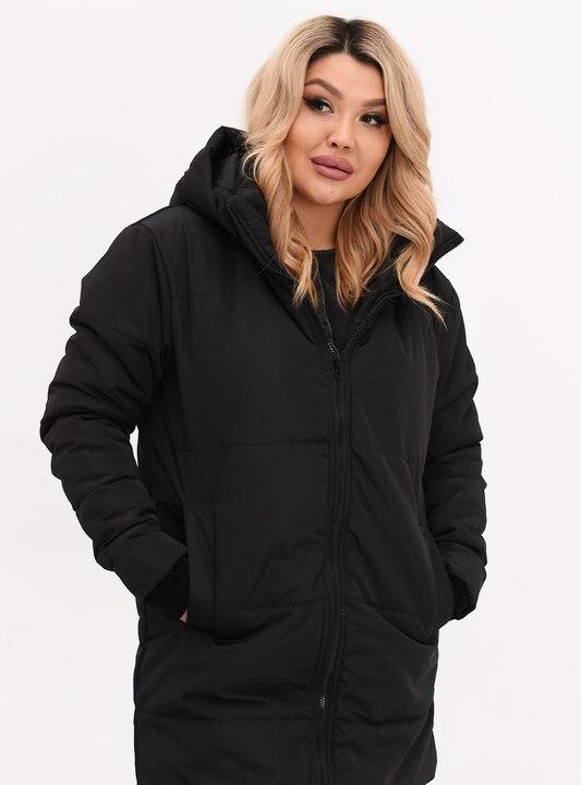 Куртка женская зимняя удлиненная из плащевки Эмми с силиконовым утеплителем 150 г и отстегивающимся капюшоном