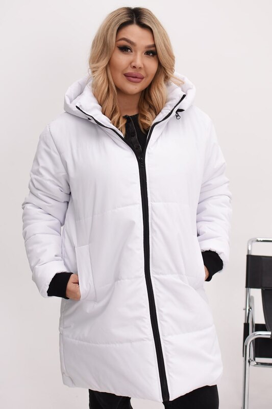 Куртка женская зимняя удлиненная из плащевки Эмми с силиконовым утеплителем 150 г и отстегивающимся капюшоном