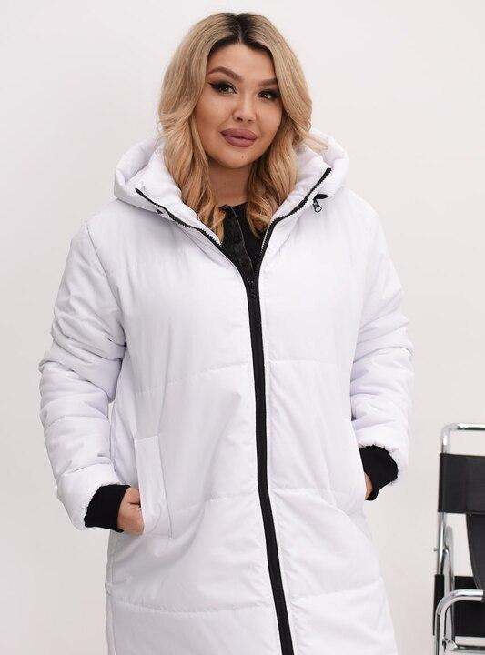 Куртка женская зимняя удлиненная из плащевки Эмми с силиконовым утеплителем 150 г и отстегивающимся капюшоном