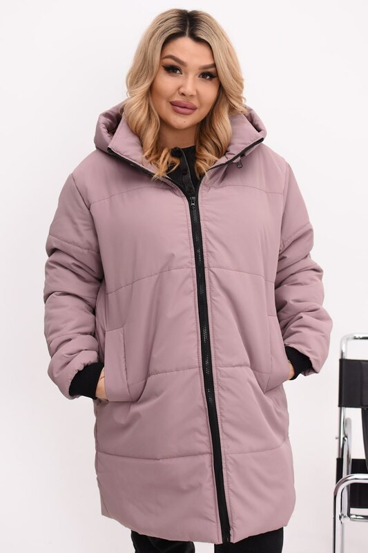 Куртка женская зимняя удлиненная из плащевки Эмми с силиконовым утеплителем 150 г и отстегивающимся капюшоном