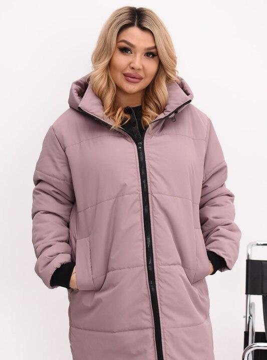 Куртка женская зимняя удлиненная из плащевки Эмми с силиконовым утеплителем 150 г и отстегивающимся капюшоном