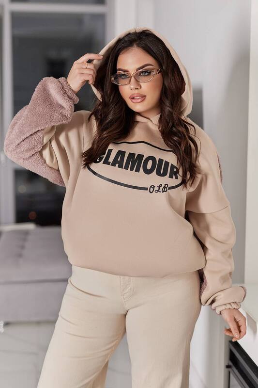 Худи женское утеплённое из махры и трёхнитки на флисе с принтом осенне-зимнее