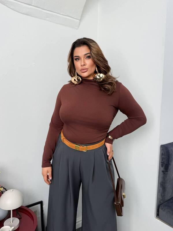 Боди женское вискозное с высоким горлом и длинным рукавом осенне-зимнее