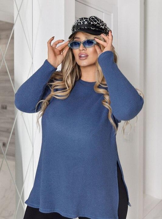 Туника женская вязаная из трикотажа Финляндия с боковыми разрезами тёплая осенне-зимняя