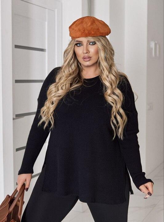 Туника женская вязаная из мягкой финской вязки с удлинённой спинкой осенне-зимняя