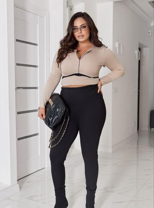 Лосины женские из дайвинга на флисе с высокой посадкой и утеплённым внутренним слоем осенне-зимние