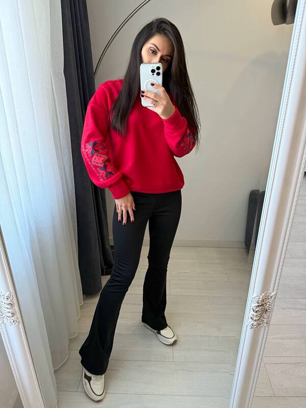 Костюм-двойка женский из двустороннего флиса Polar и дайвинга на флисе с вышивкой осенне-зимний