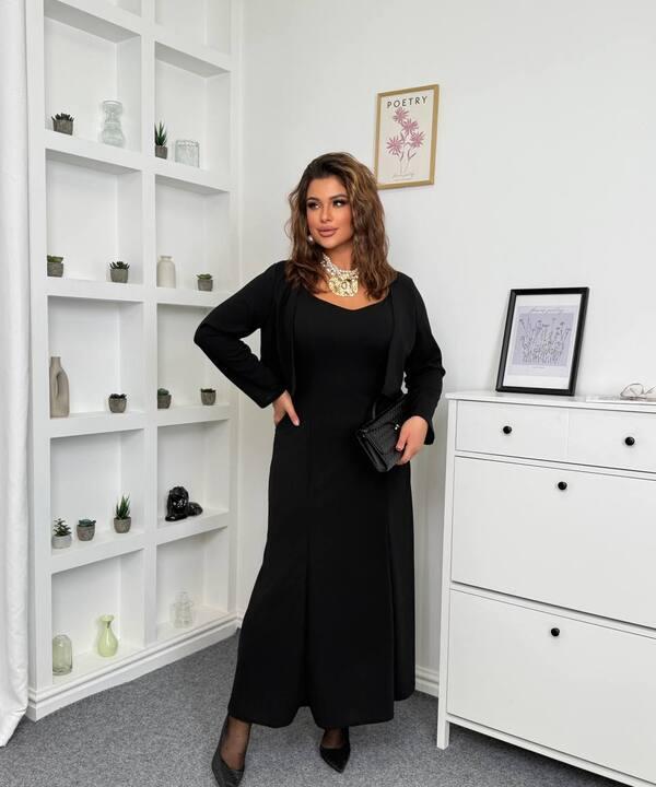 Женский костюм-двойка из креп-дайвинга платье с болеро осенне-зимний