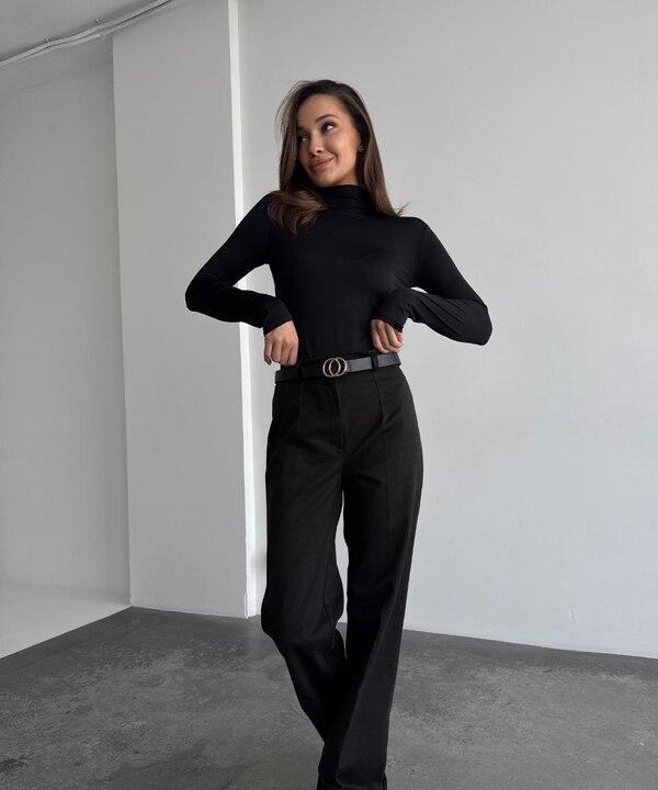 Брюки женские трикотажные шерстяные классические клёш осенне-зимние