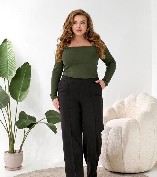 Брюки женские трикотажные шерстяные прямого кроя со стрелками осенние зимние