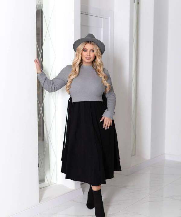 Платье женское трикотажное фасон трапеция длинное утеплённое повседневное осеннее зимнее