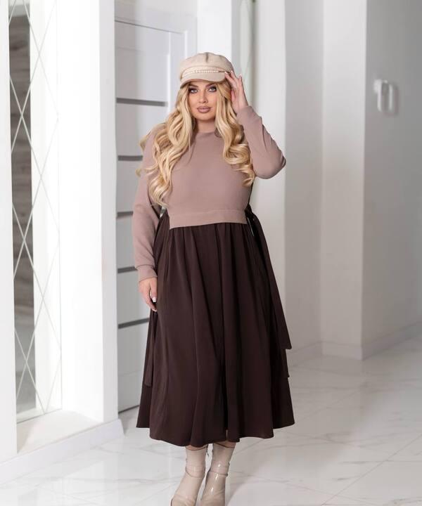 Платье женское трикотажное фасон трапеция длинное утеплённое повседневное осеннее зимнее