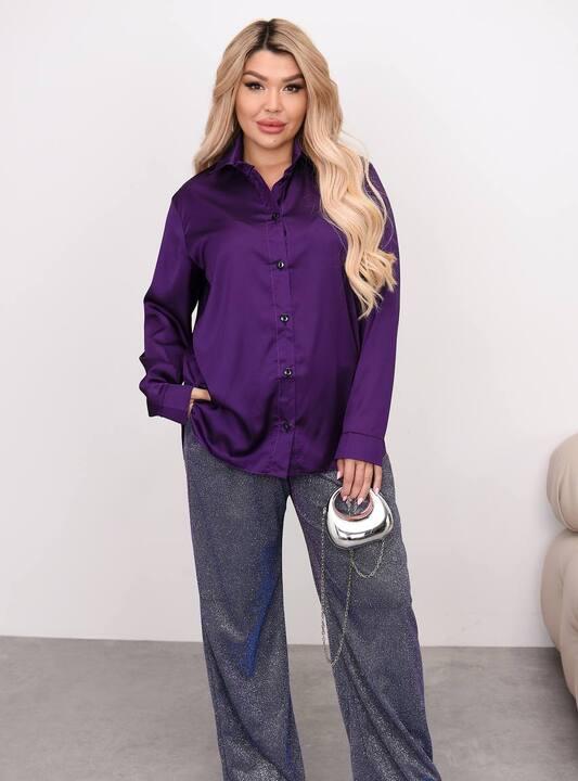 Костюм женский шёлковая рубашка Armani и трикотажные брюки с напылением двойка осенний