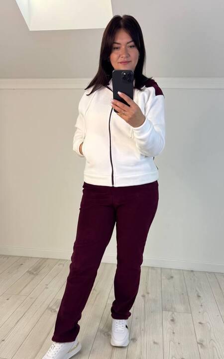 Спортивный костюм женский утеплённый из флиса Полар с капюшоном и прямыми брюками осенний зимний