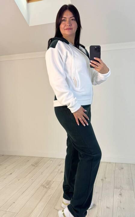 Спортивный костюм женский утеплённый из флиса Полар с капюшоном и прямыми брюками осенний зимний