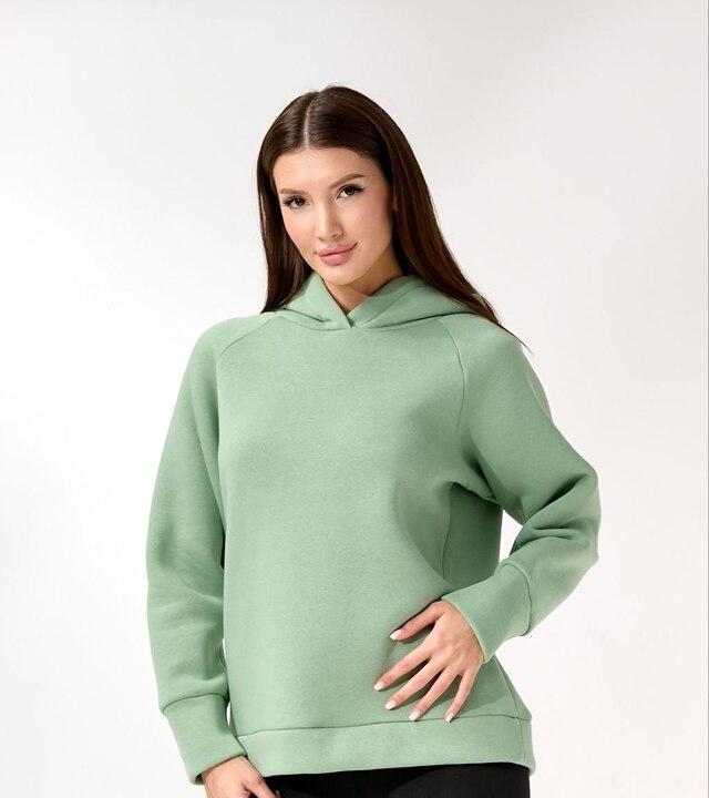 Худи женское трехнитка на флисе оверсайз с капюшоном осеннее зимнее