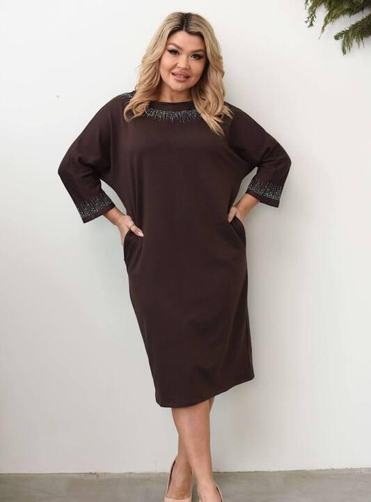 Платье женское трикотажное прямого силуэта осеннее зимнее