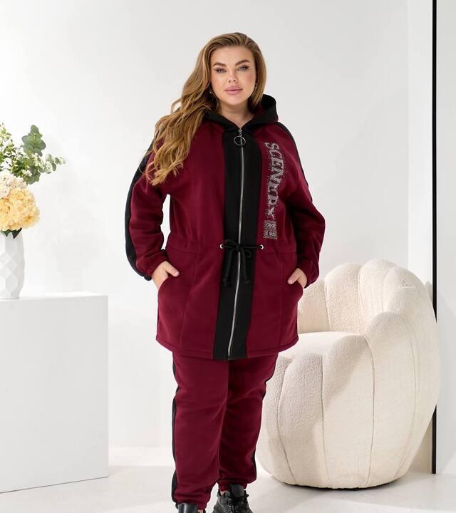 Спортивный костюм женский трехнитка утеплённый повседневный двойка осенний