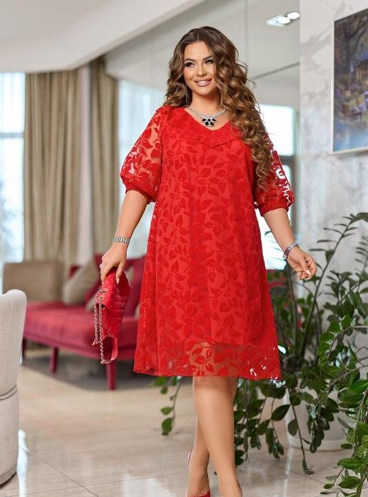 Платье женское праздничное креп-дайвинг с флоком на сетке осенне-зимнее