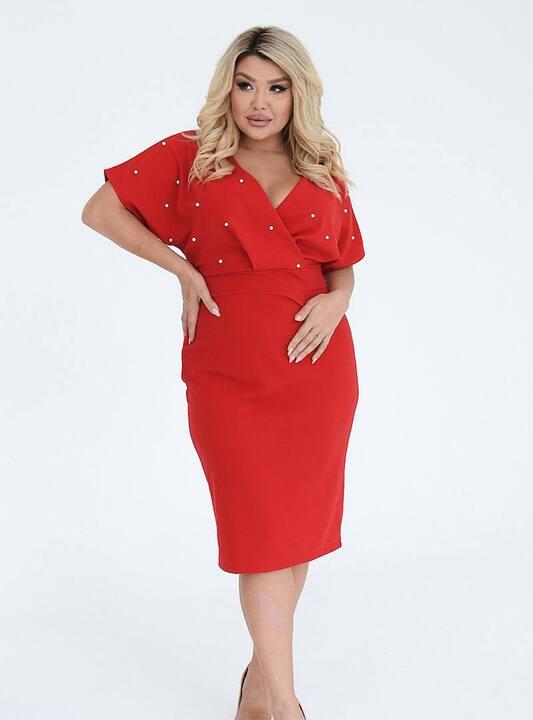 Платье женское креп-дайвинг элегантное футляр с драпировкой и декоративными элементами осеннее зимнее