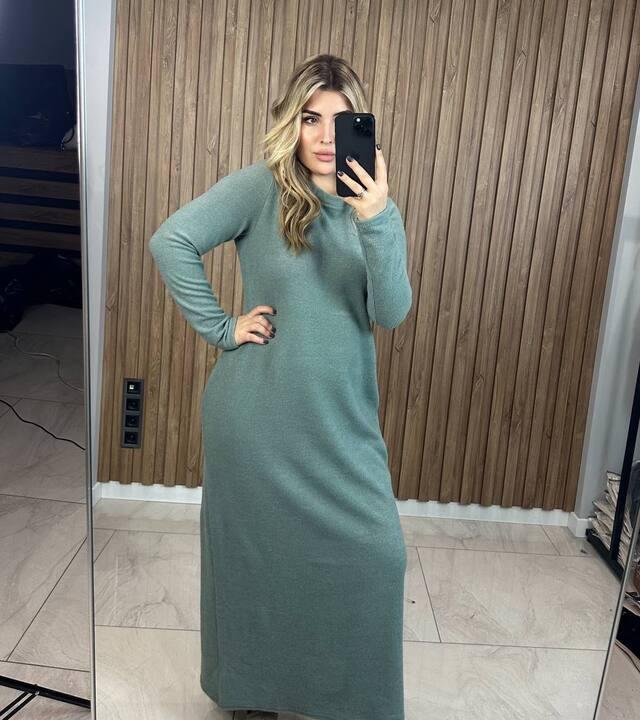 Платье женское макси из евро ангоры рубчик осенний зимний