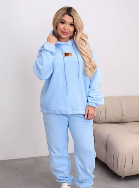 Спортивный костюм женский утеплённый флисовый оверсайз с худи осенний зимний