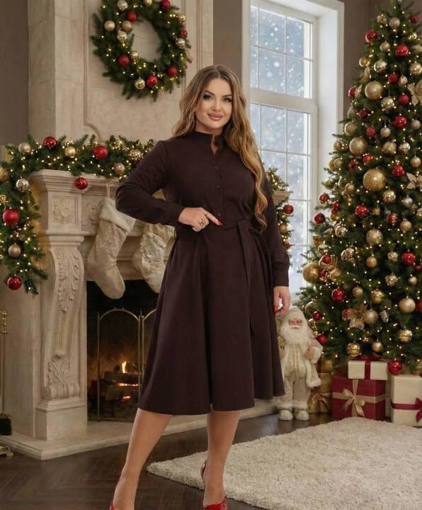 Платье женское миди из микровельвета осеннее зимнее