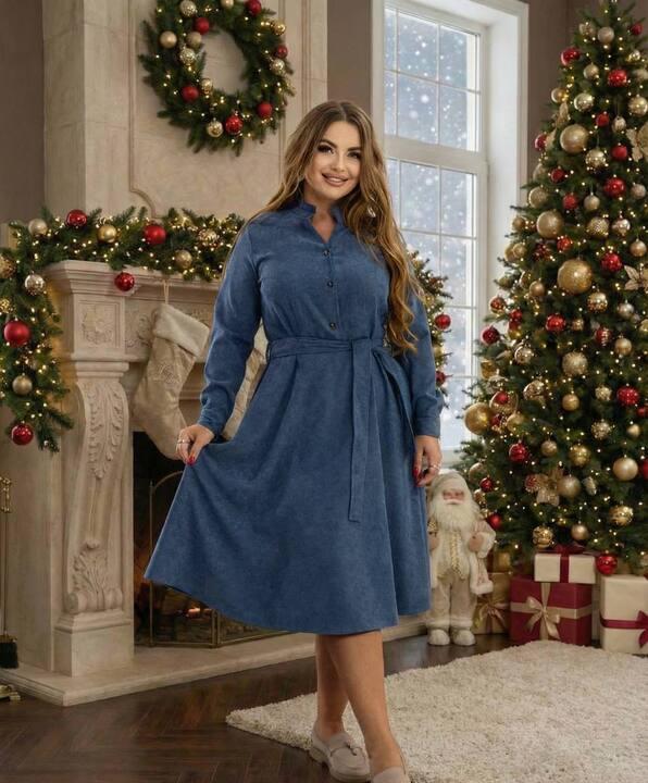 Платье женское миди из микровельвета осеннее зимнее