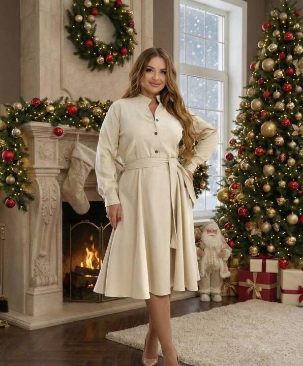 Платье женское миди из микровельвета с поясом осеннее зимнее