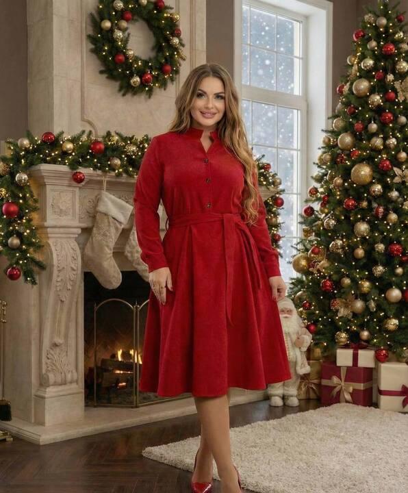 Платье женское миди из микровельвета с поясом осеннее зимнее