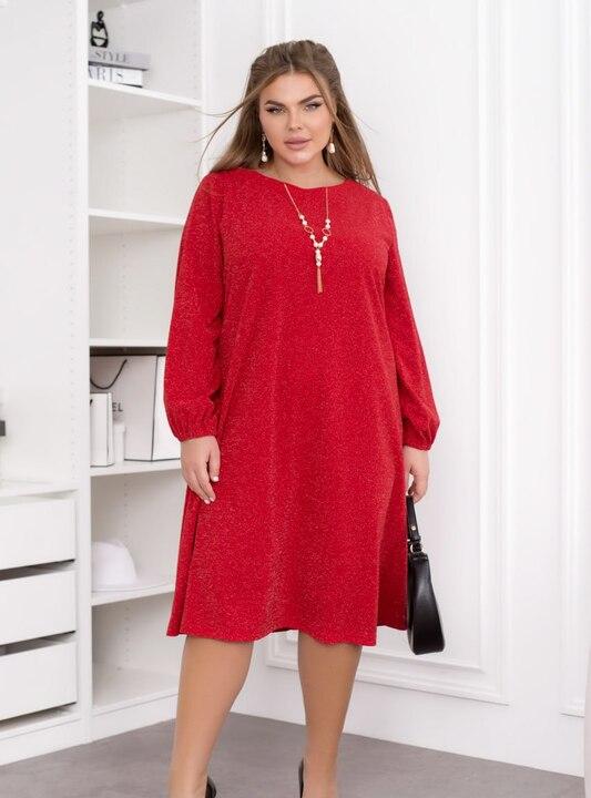 Платье женское с люрексом прямого кроя с карманами осенне-зимнее