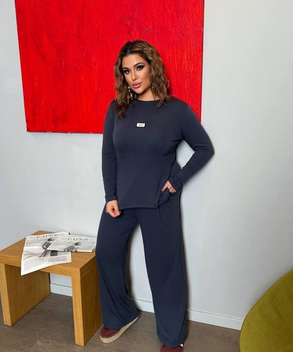 Костюм-двойка женский из джерси с начесом осенний зимний прогулочный