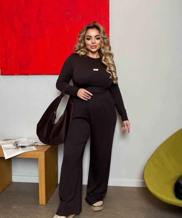 Костюм-двойка женский из джерси с начесом осенний зимний прогулочный