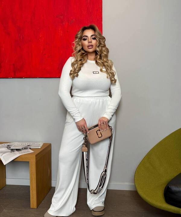 Костюм-двойка женский утеплённый из джерси с начёсом повседневный осенний зимний