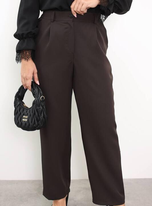 Брюки женские классические прямые из костюмного крепа с высокой посадкой повседневные