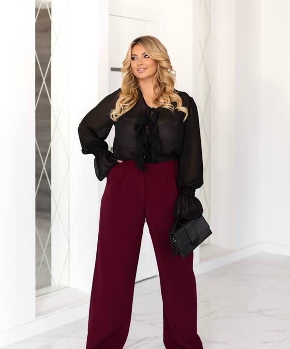 Брюки женские классические из костюмного крепа с высокой посадкой и широкими штанинами повседневные