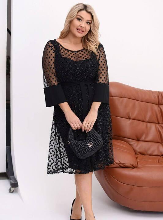 Платье-двойка женское из креп-дайвинга с флоком: сарафан и накидка осеннее