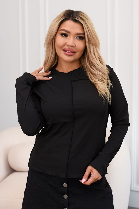 Лонгслив женский из трикотажа класса люкс асимметричный с эффектом необработанных краев и швами наружу демисезонный