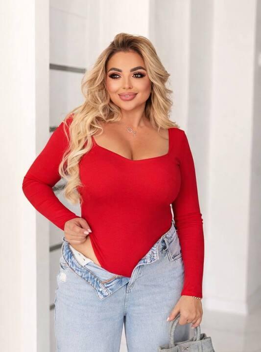 Боди женское из дайвинга с акцентным декольте с длинными рукавами на кнопках облегающее демисезонное