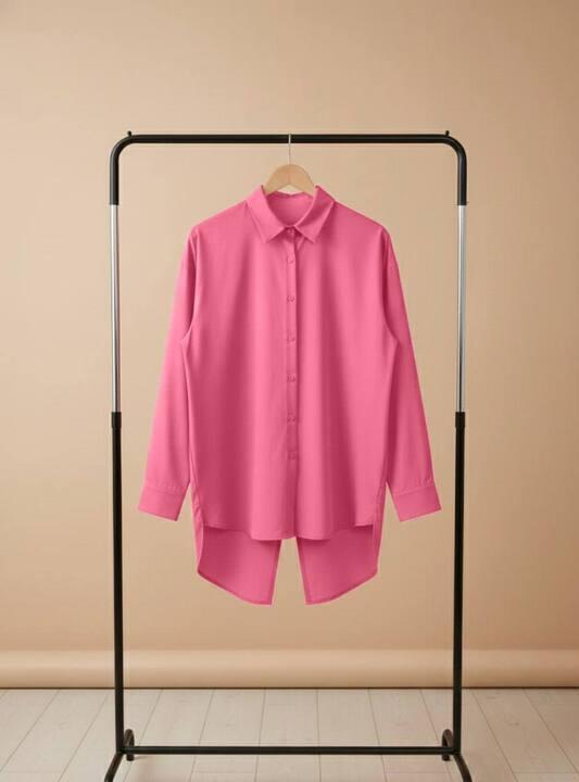 Рубашка женская из софта удлиненная с разрезом по спинке демисезонная