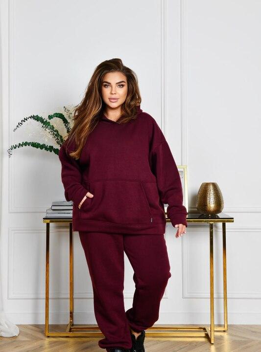 Спортивный костюм женский из трехнитки с начёсом: худи и джоггеры зимний