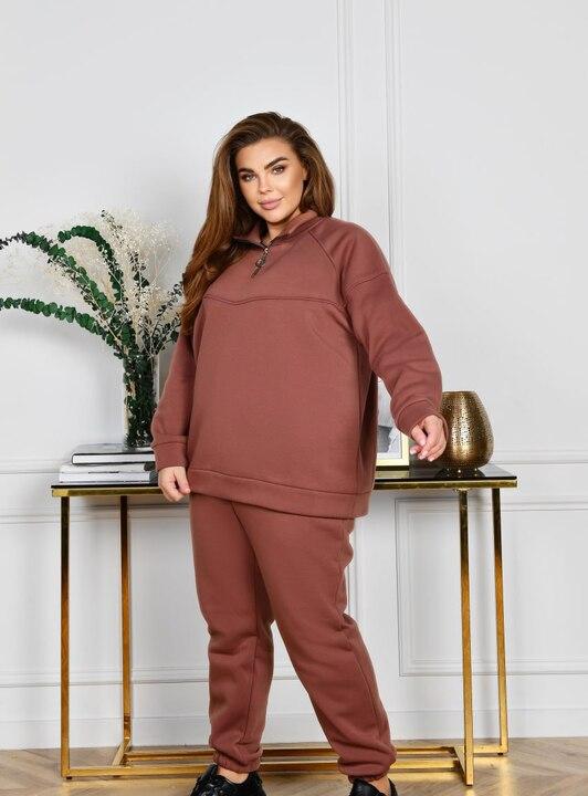 Спортивный костюм женский из трехнитки с начесом утепленный повседневный (casual) зимний