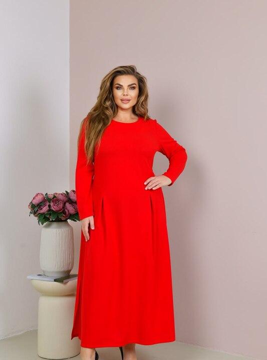 Платье-трапеция женское из креп-стретча макси с длинным рукавом больших размеров зимнее
