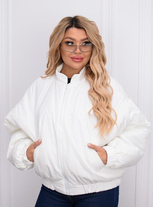 Бомбер женский зимний из плащевки Канада с утеплителем синтепон 200 на паянной подкладке больших размеров