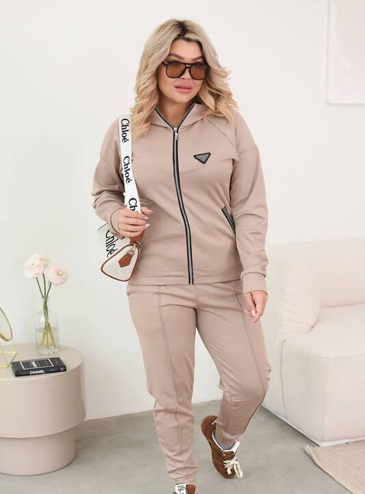 Спортивный костюм женский из турецкого трикотажа Алекс двойка кофта на молнии и брюки джоггеры зимний