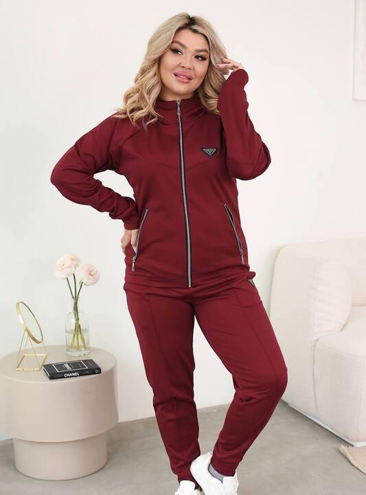 Спортивный костюм женский из турецкого трикотажа Алекс двойка с олимпийкой на молнии и брюками джоггерами зимний