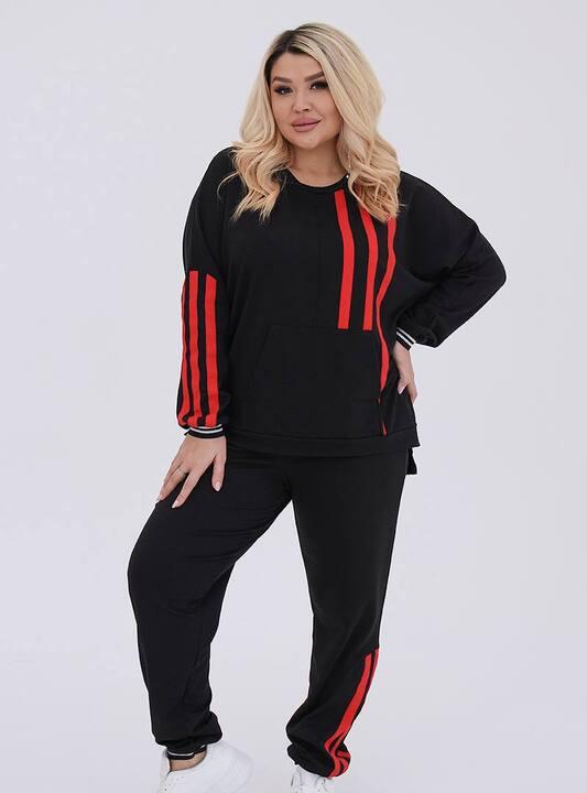 Спортивный костюм-двойка женский из двунитки со свитшотом и брюками с лампасами демисезонный