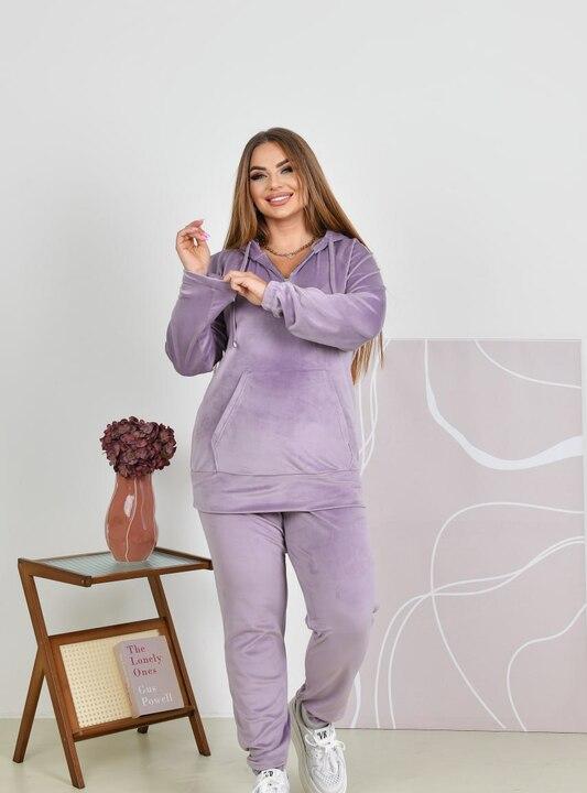 Спортивный костюм женский велюровый из турецкого велюра премиум с худи с капюшоном и брюками-джоггерами весенний