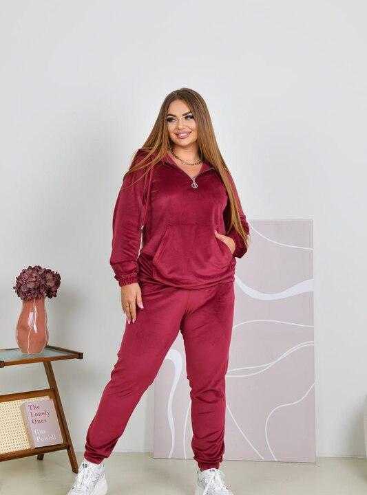 Спортивный костюм женский велюровый турецкий из велюра с худи на молнии и джоггерами двойка повседневный оверсайз